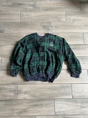 Slazenger navy and Green Plaid Crewneck Sweater
